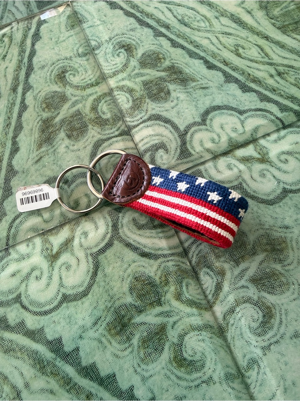 American Flag Needlepoint Key Chain